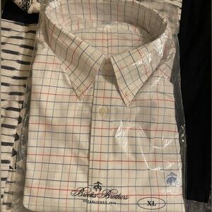 NWT Brooks Brothers Non-Iron Button Down red, white and blue